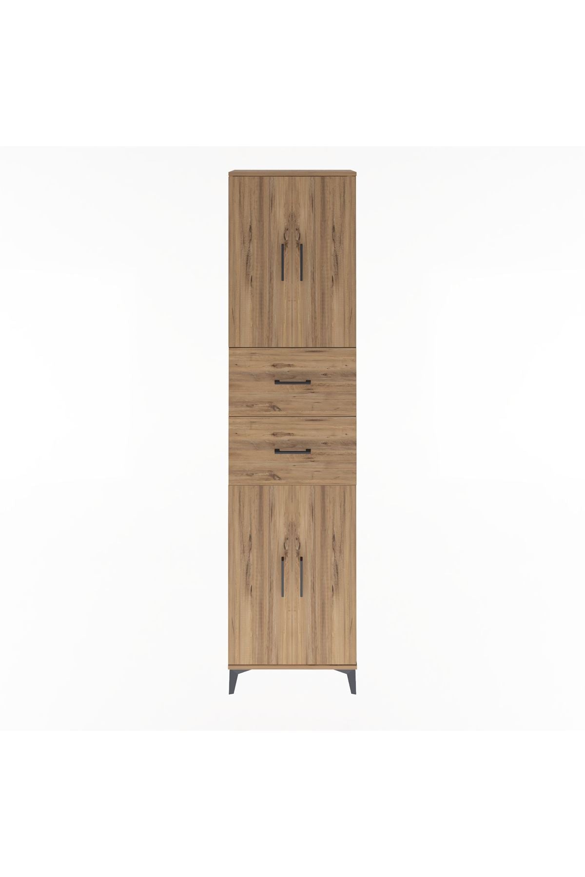 Arges Dolap 5 Raflı 2 Çekmeceli 4 Kapaklı 60x30x243 Çam-Çam