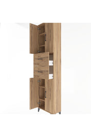 Arges Dolap 5 Raflı 2 Çekmeceli 4 Kapaklı 60x30x243 Çam-Çam