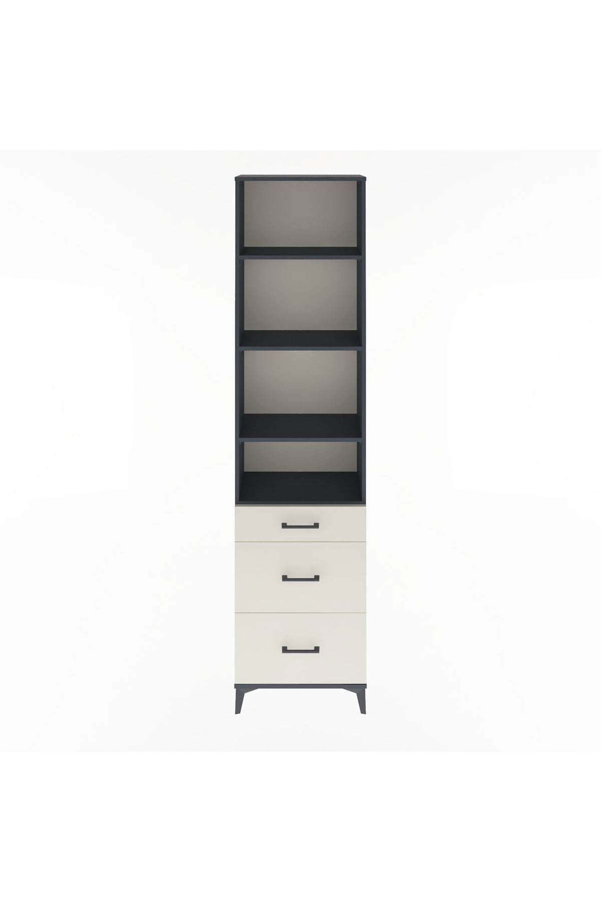 Arges Dolap 4 Raflı 3 Çekmeceli 60x30x243 Antrasit-Aytaşı