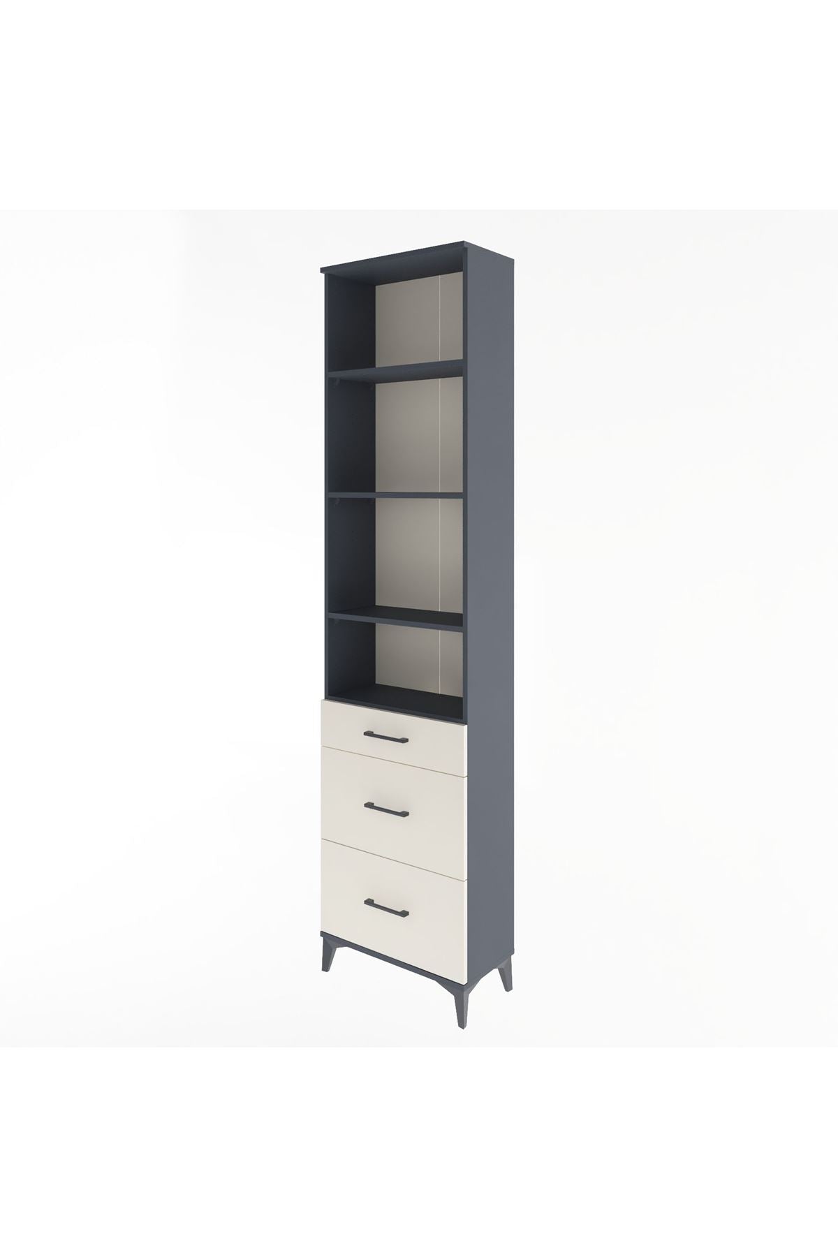 Arges Dolap 4 Raflı 3 Çekmeceli 60x30x243 Antrasit-Aytaşı
