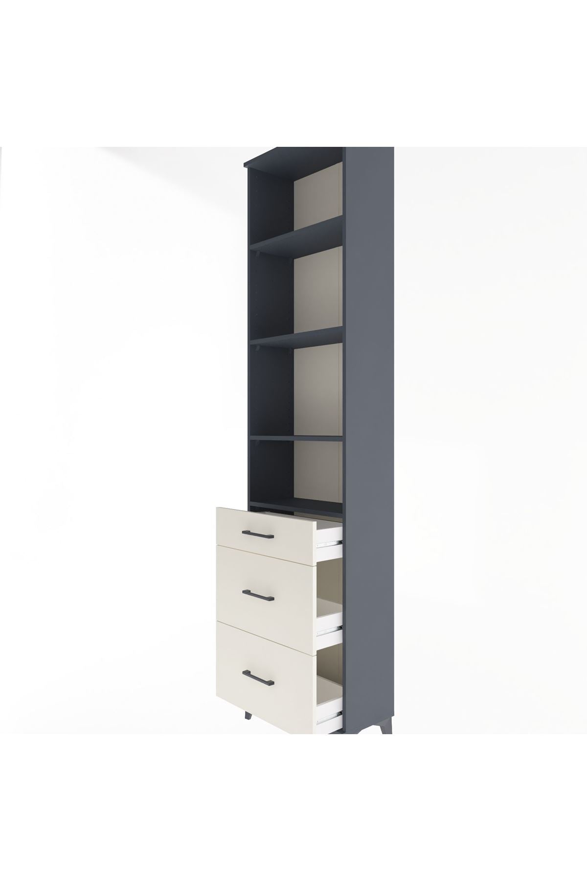 Arges Dolap 4 Raflı 3 Çekmeceli 60x30x243 Antrasit-Aytaşı