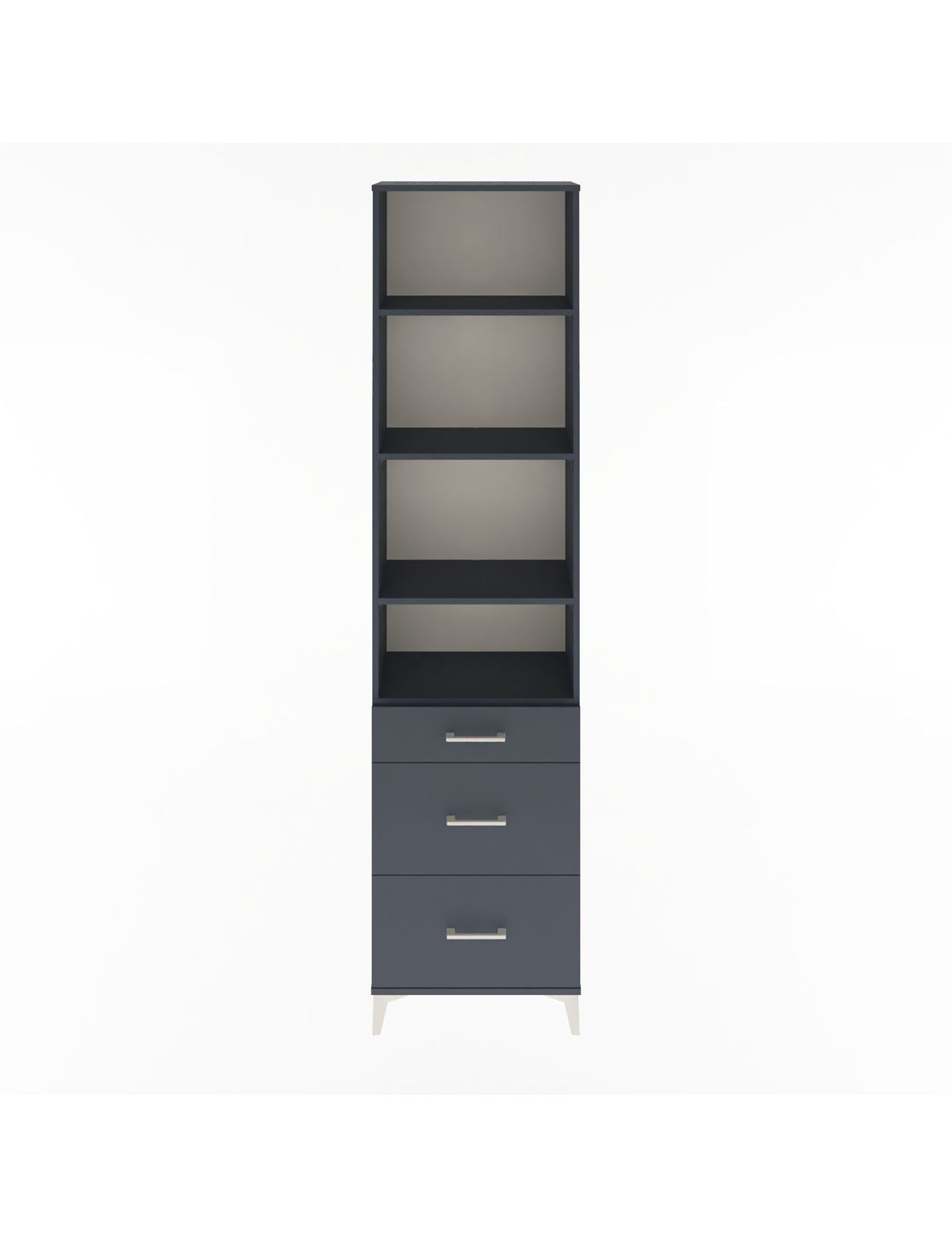 Arges Dolap 4 Raflı 3 Çekmeceli 60x30x243 Antrasit-Antrasit