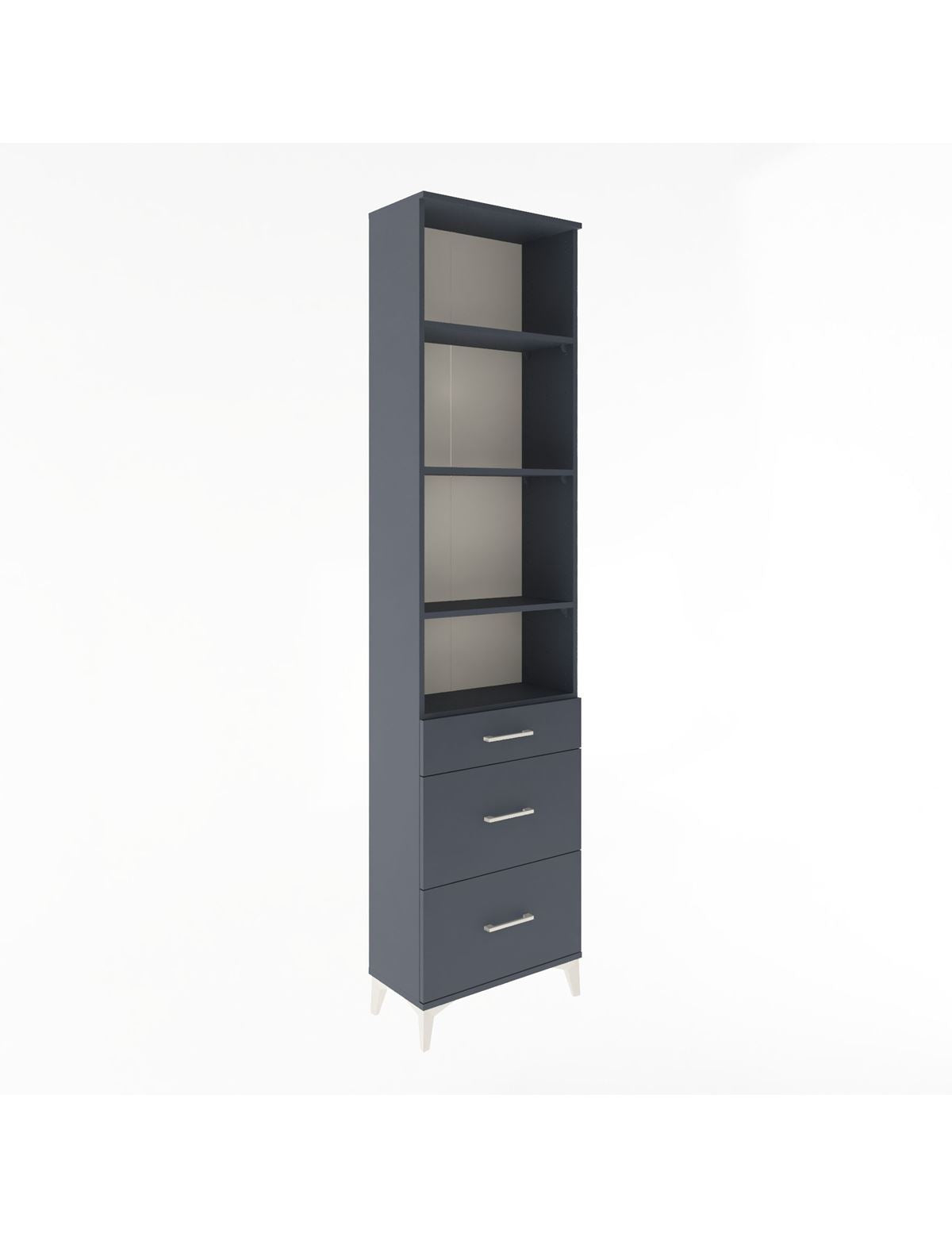 Arges Dolap 4 Raflı 3 Çekmeceli 60x30x243 Antrasit-Antrasit