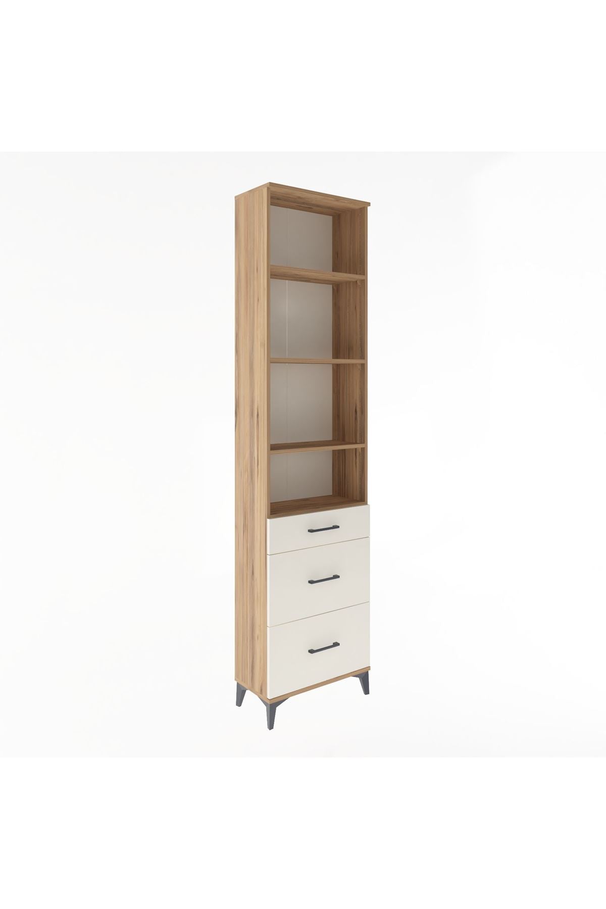 Arges Dolap 4 Raflı 3 Çekmeceli 60x30x243 Çam-Aytaşı