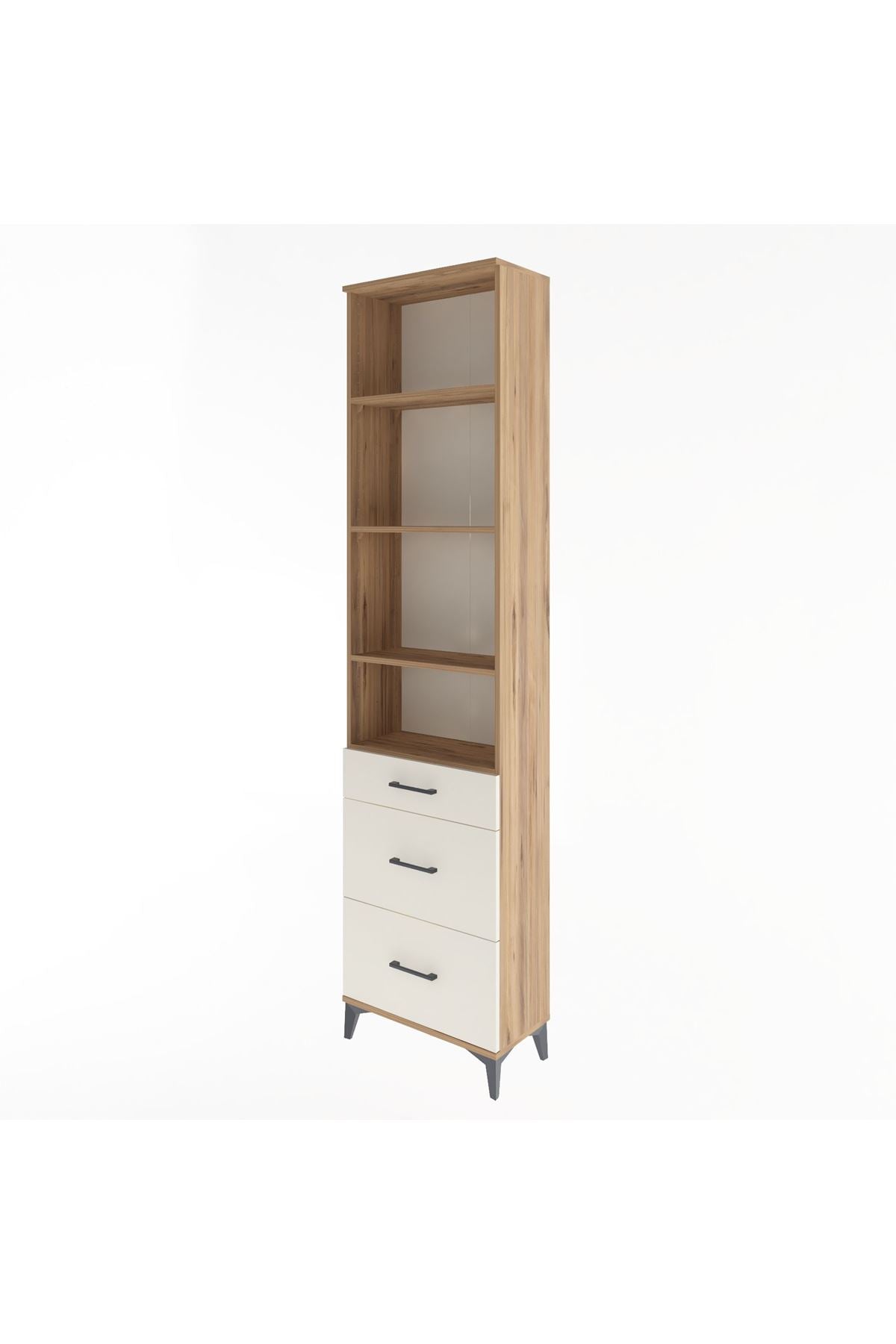 Arges Dolap 4 Raflı 3 Çekmeceli 60x30x243 Çam-Aytaşı