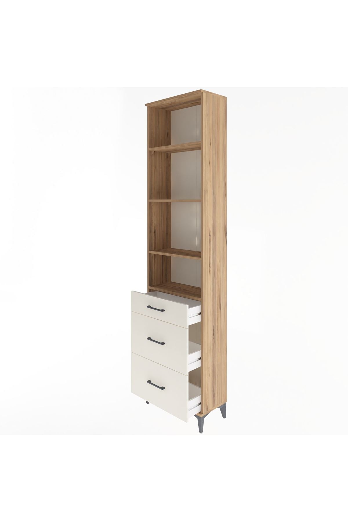 Arges Dolap 4 Raflı 3 Çekmeceli 60x30x243 Çam-Aytaşı