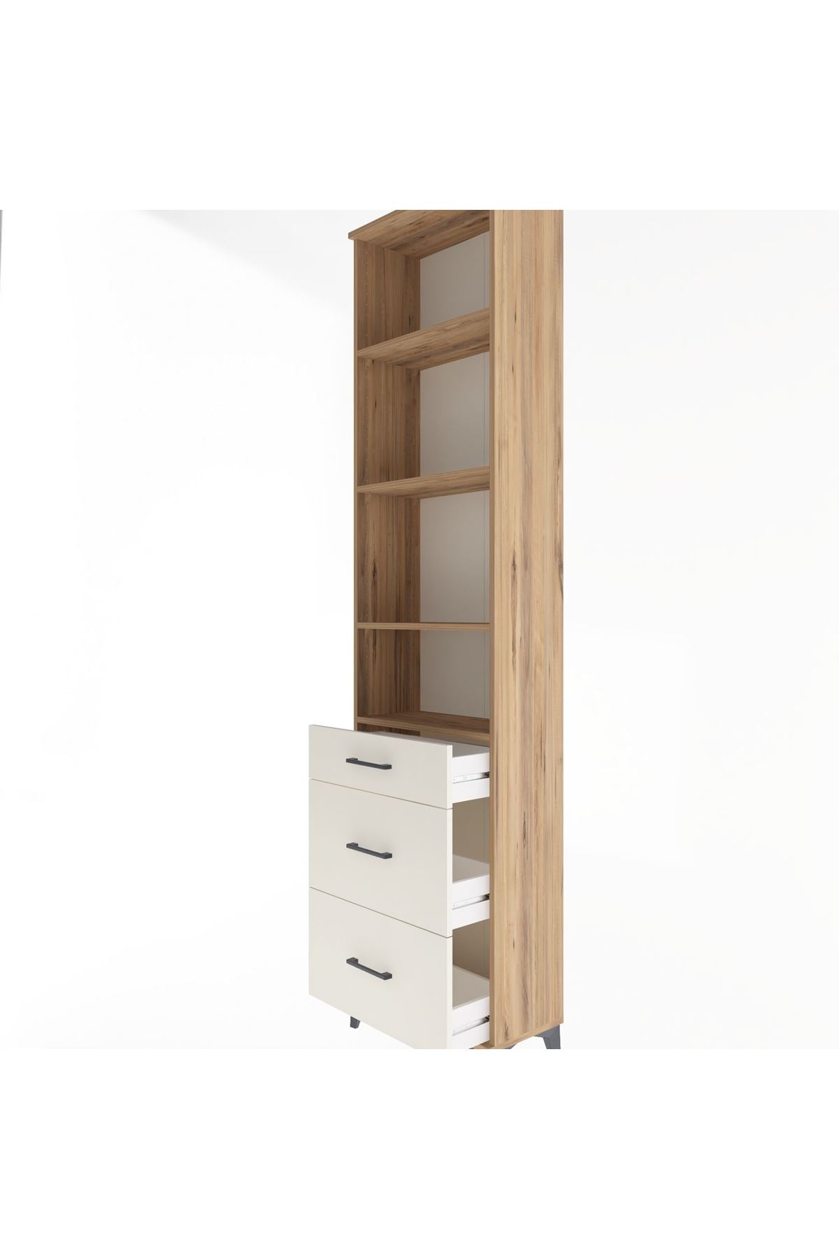 Arges Dolap 4 Raflı 3 Çekmeceli 60x30x243 Çam-Aytaşı