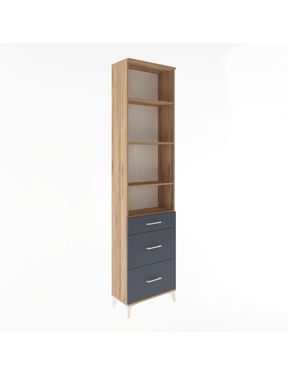 Arges Dolap 4 Raflı 3 Çekmeceli 60x30x243 Çam-Antrasit