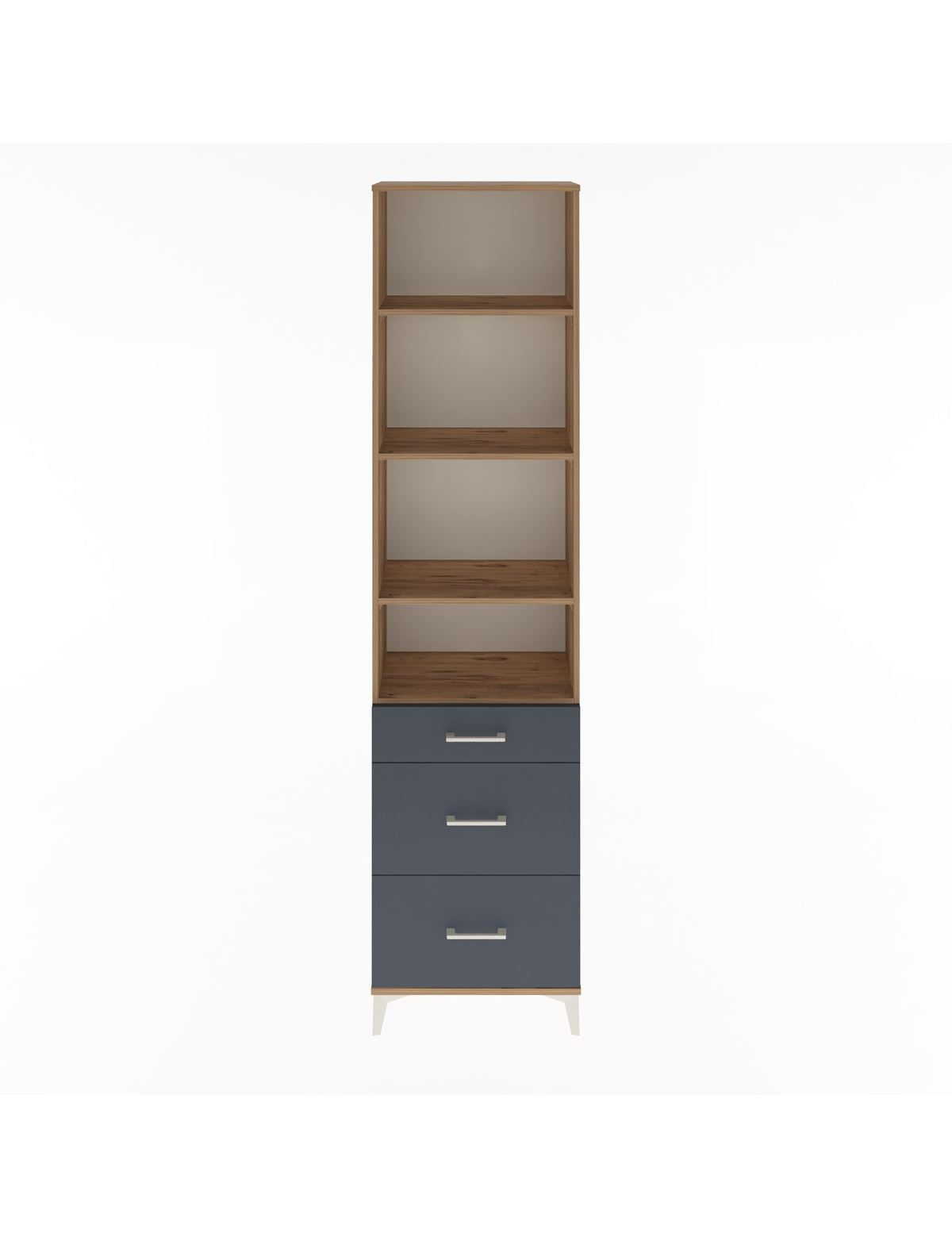 Arges Dolap 4 Raflı 3 Çekmeceli 60x30x243 Çam-Antrasit