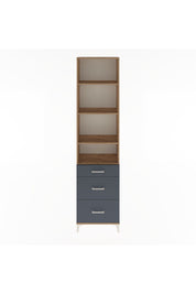 Arges Dolap 4 Raflı 3 Çekmeceli 60x30x243 Çam-Antrasit