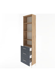 Arges Dolap 4 Raflı 3 Çekmeceli 60x30x243 Çam-Antrasit