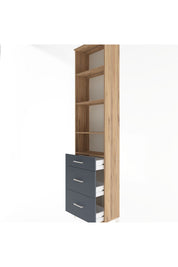 Arges Dolap 4 Raflı 3 Çekmeceli 60x30x243 Çam-Antrasit