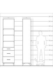 Arges Dolap 4 Raflı 3 Çekmeceli 60x30x243 Çam-Antrasit