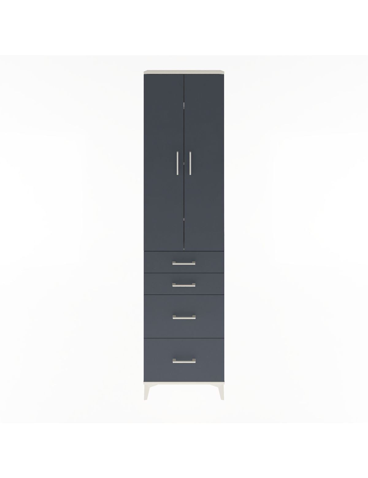 Arges Dolap 4 Raflı 4 Çekmeceli 2 Kapaklı 60x30x243 Aytaşı-Antrasit