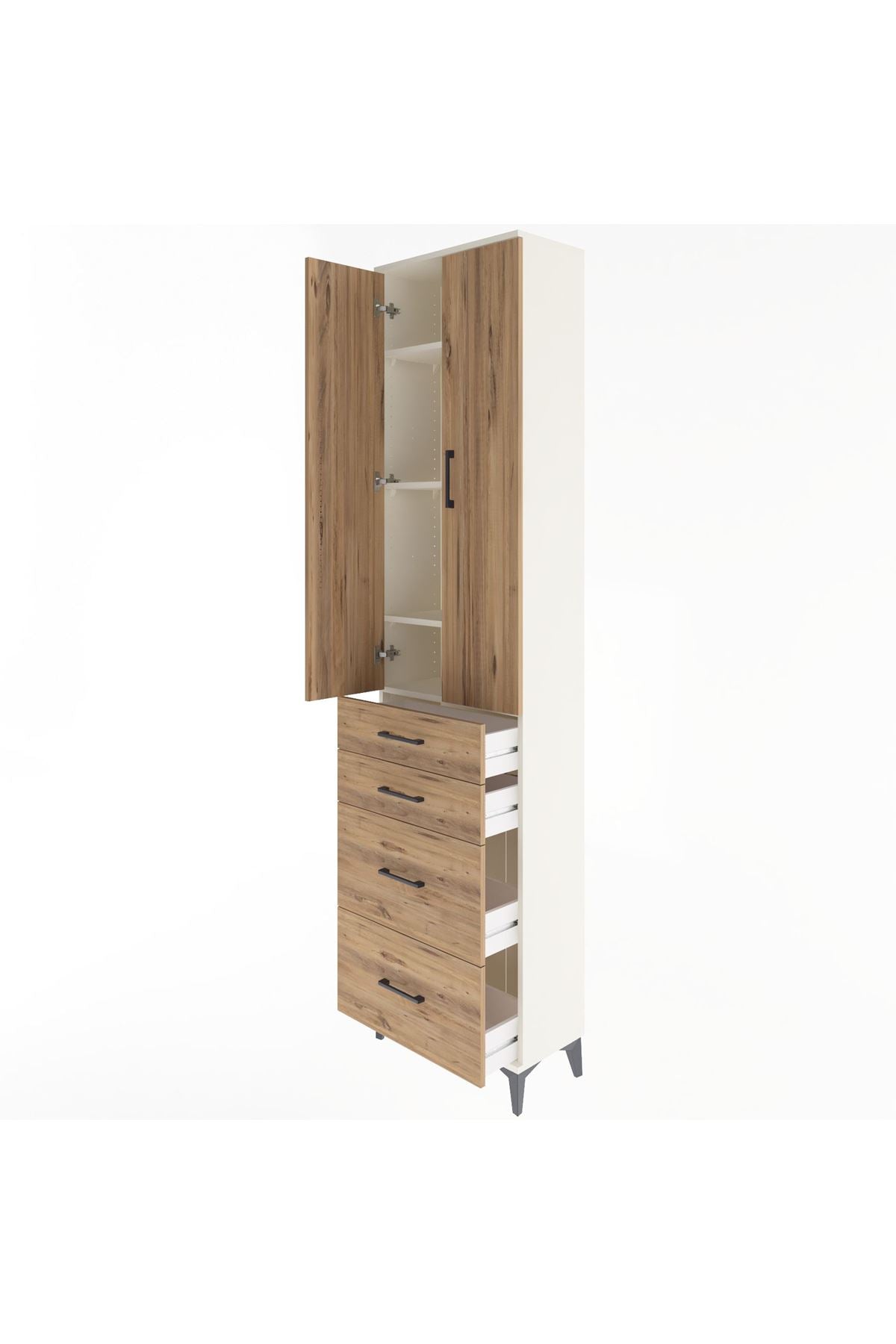 Arges Dolap 4 Raflı 4 Çekmeceli 2 Kapaklı 60x30x243 - S32M057V3A