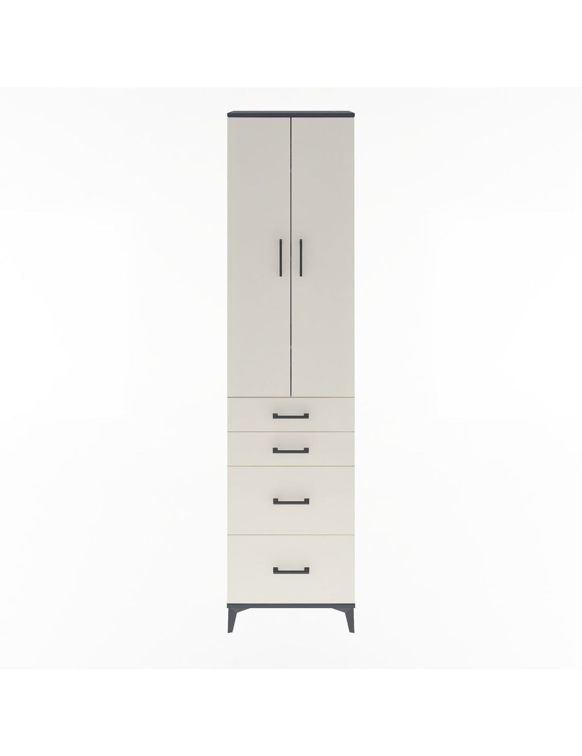 Arges Dolap 4 Raflı 4 Çekmeceli 2 Kapaklı 60x30x243 Antrasit-Aytaşı