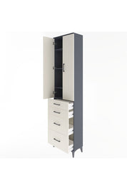 Arges Dolap 4 Raflı 4 Çekmeceli 2 Kapaklı 60x30x243 Antrasit-Aytaşı