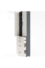 Arges Dolap 4 Raflı 4 Çekmeceli 2 Kapaklı 60x30x243 Antrasit-Aytaşı