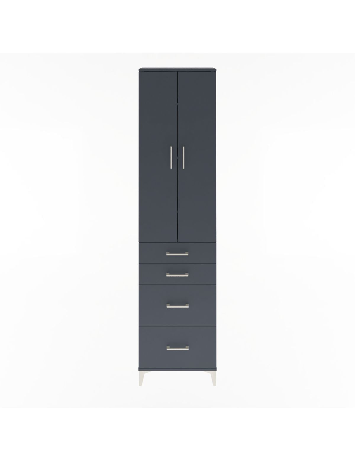 Arges Dolap 4 Raflı 4 Çekmeceli 2 Kapaklı 60x30x243 Antrasit-Antrasit