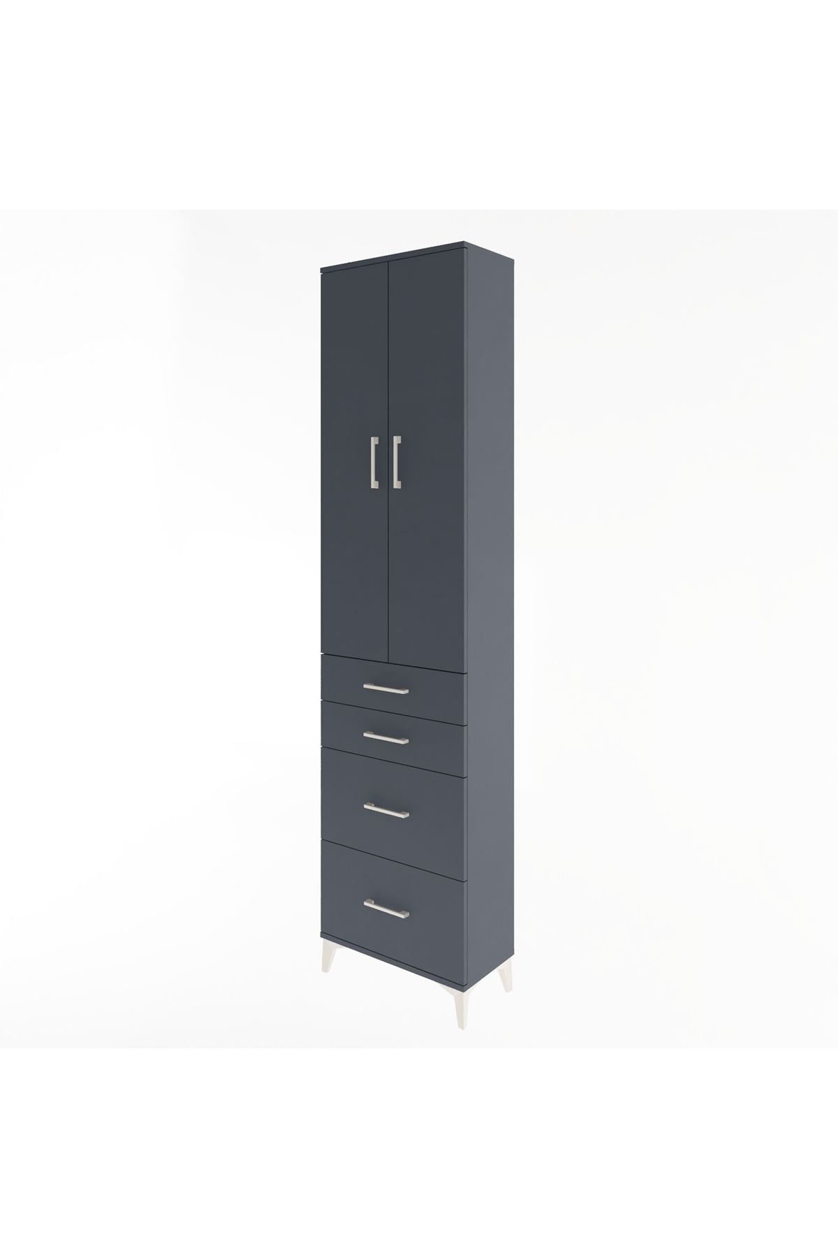 Arges Dolap 4 Raflı 4 Çekmeceli 2 Kapaklı 60x30x243 - S32M057V5A