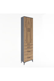Arges Dolap 4 Raflı 4 Çekmeceli 2 Kapaklı 60x30x243 Antrasit-Çam