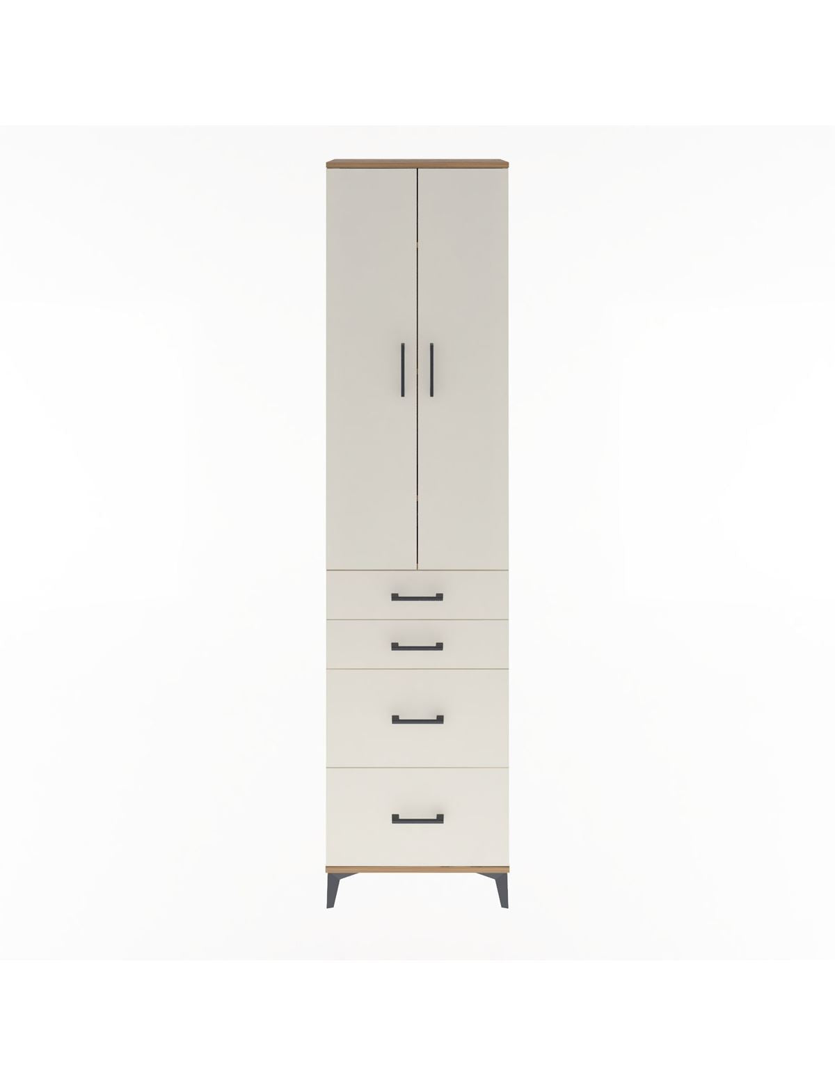 Arges Dolap 4 Raflı 4 Çekmeceli 2 Kapaklı 60x30x243 Çam-Aytaşı