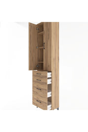 Arges Dolap 4 Raflı 4 Çekmeceli 2 Kapaklı 60x30x243 Çam-Çam