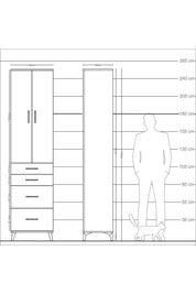 Arges Dolap 4 Raflı 4 Çekmeceli 2 Kapaklı 60x30x243 Çam-Çam
