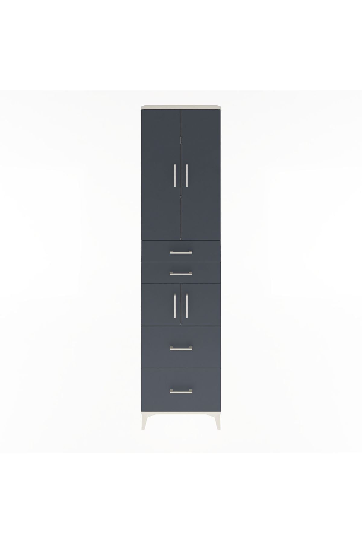 Arges Dolap 4 Raflı 4 Çekmeceli 4 Kapaklı 60x30x243 Aytaşı-Antrasit