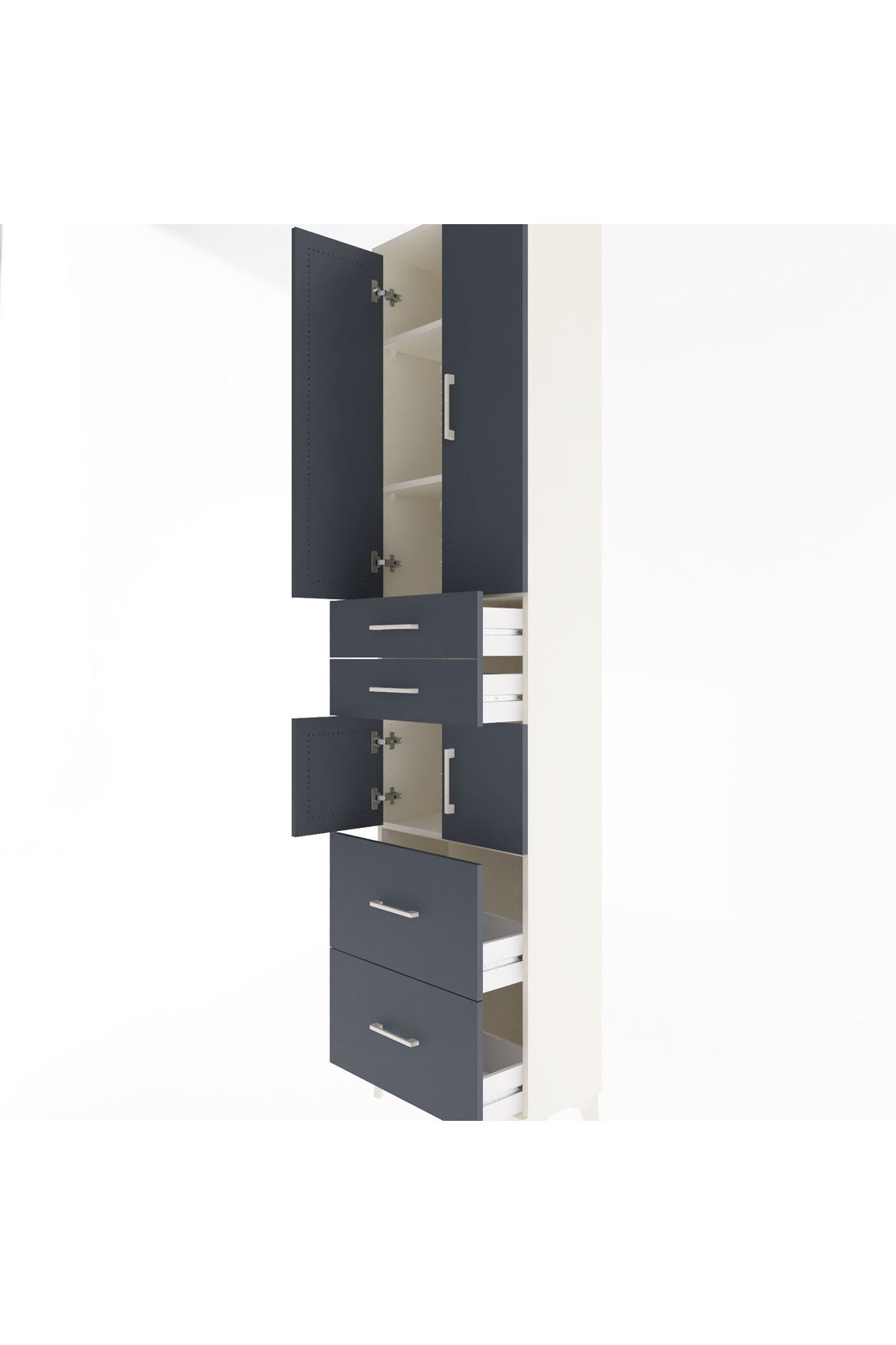 Arges Dolap 4 Raflı 4 Çekmeceli 4 Kapaklı 60x30x243 Aytaşı-Antrasit