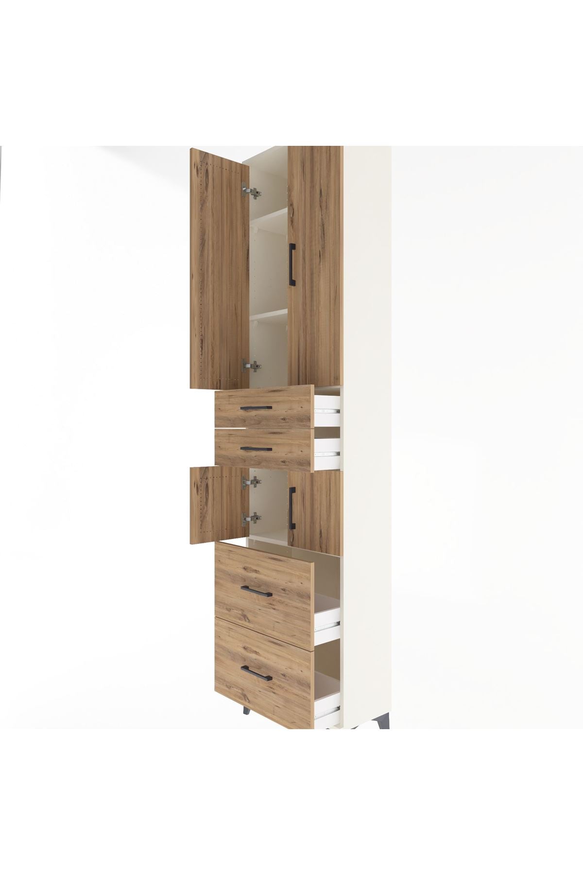 Arges Dolap 4 Raflı 4 Çekmeceli 4 Kapaklı 60x30x243 Aytaşı-Çam