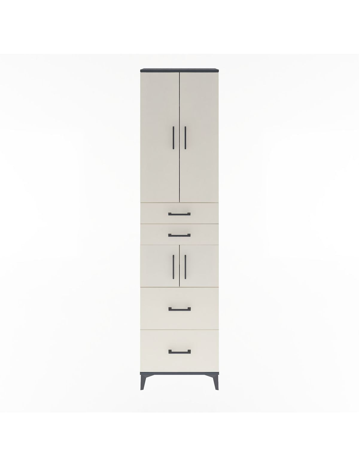 Arges Dolap 4 Raflı 4 Çekmeceli 4 Kapaklı 60x30x243 Antrasit-Aytaşı