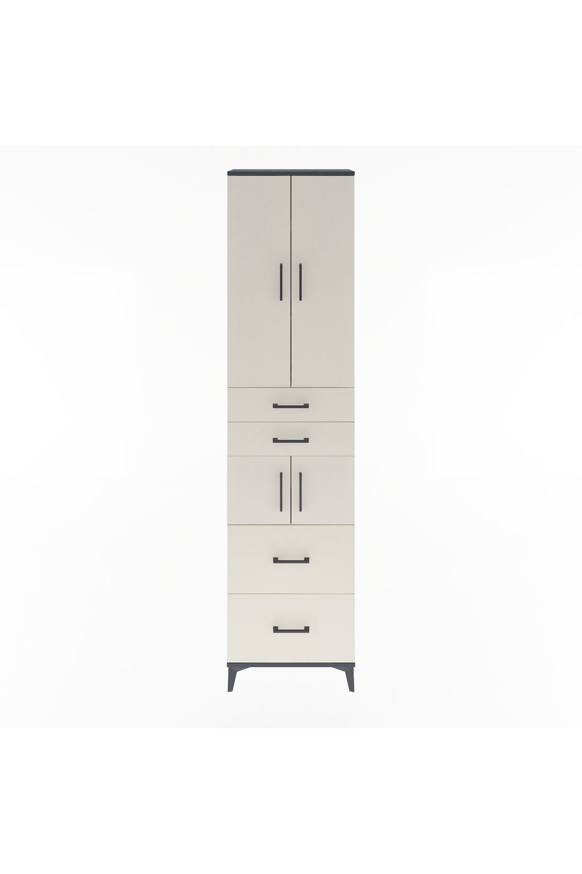 Arges Dolap 4 Raflı 4 Çekmeceli 4 Kapaklı 60x30x243 Antrasit-Aytaşı