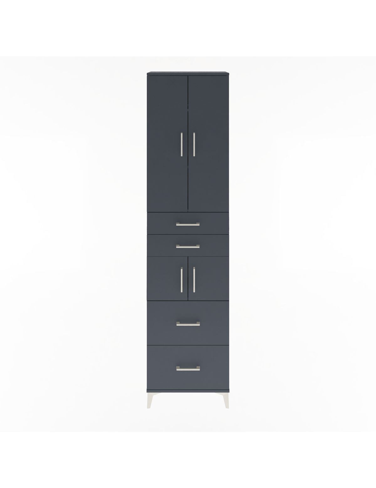 Arges Dolap 4 Raflı 4 Çekmeceli 4 Kapaklı 60x30x243 Antrasit-Antrasit