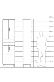 Arges Dolap 4 Raflı 4 Çekmeceli 4 Kapaklı 60x30x243 Antrasit-Aytaşı