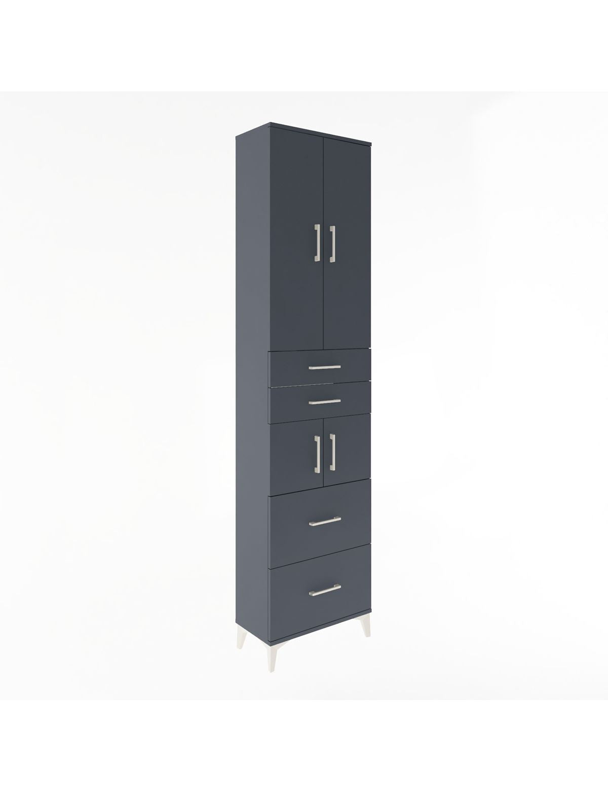 Arges Dolap 4 Raflı 4 Çekmeceli 4 Kapaklı 60x30x243 Antrasit-Antrasit
