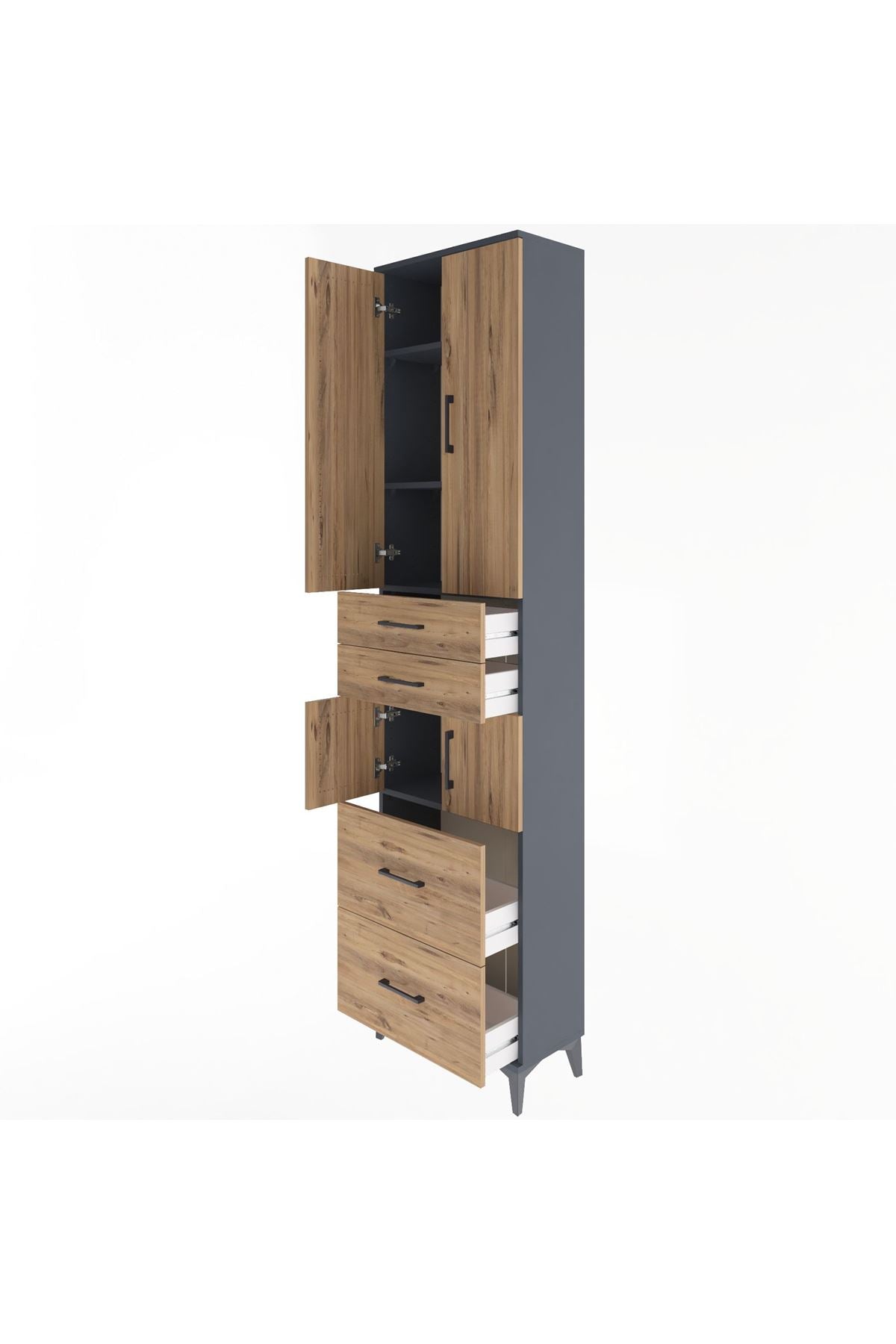 Arges Dolap 4 Raflı 4 Çekmeceli 4 Kapaklı 60x30x243 - S32M058V6A