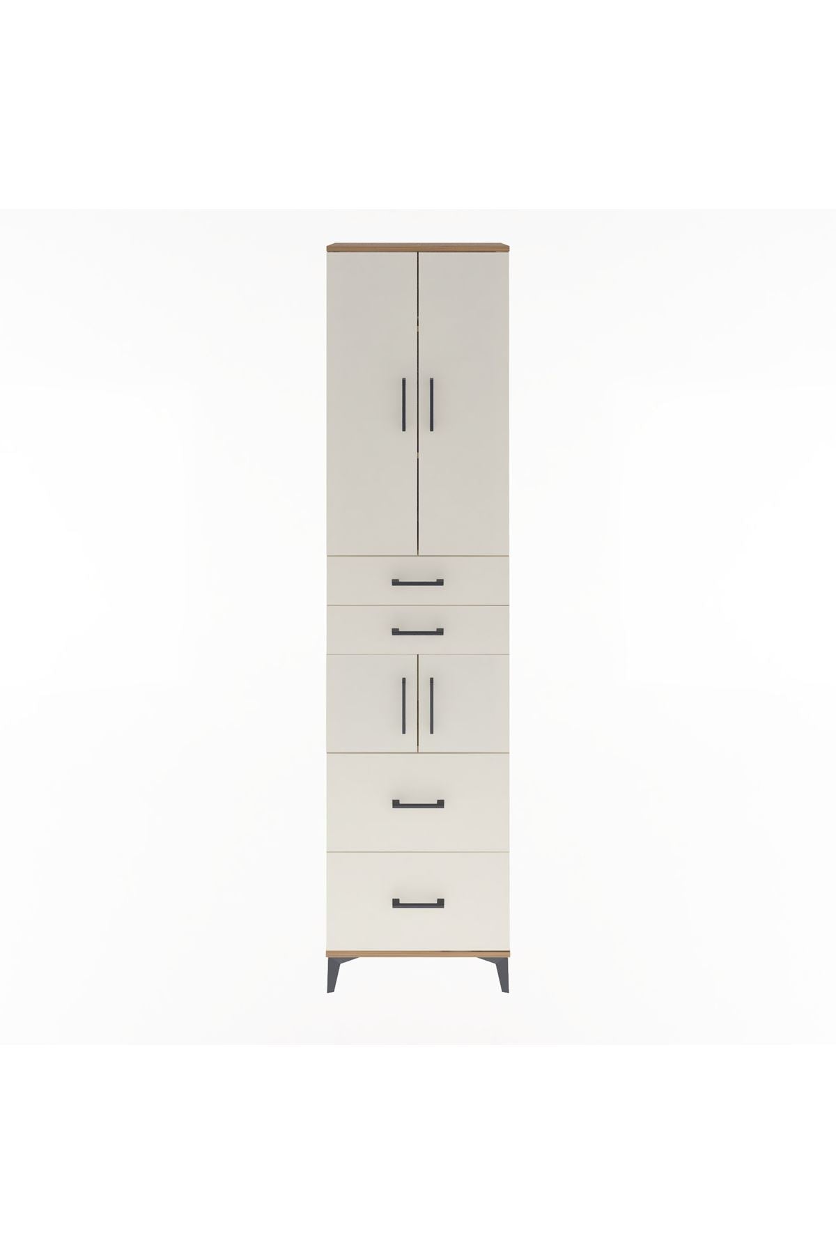 Arges Dolap 4 Raflı 4 Çekmeceli 4 Kapaklı 60x30x243 Çam-Aytaşı