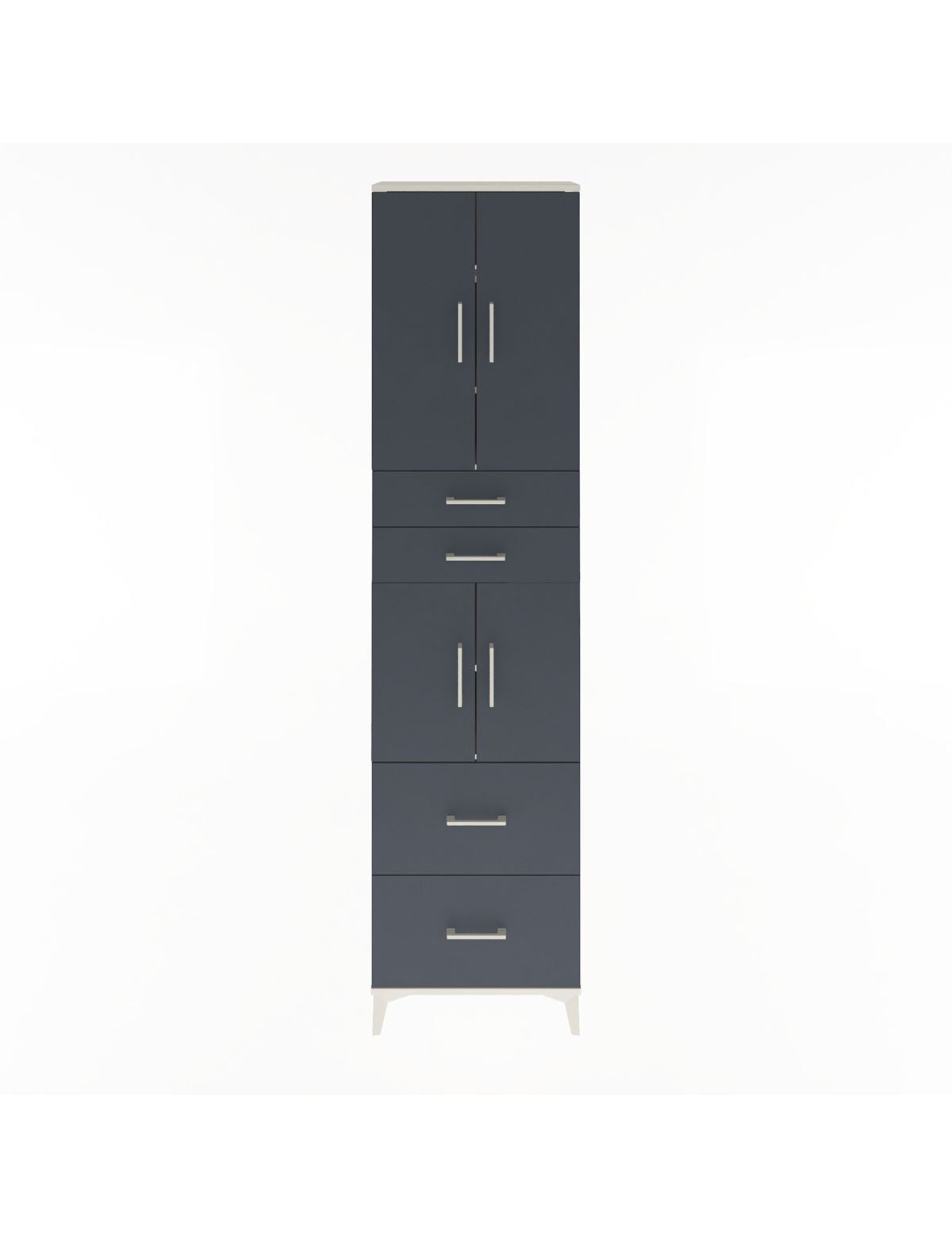 Arges Dolap 5 Raflı 4 Çekmeceli 4 Kapaklı 60x30x243 Aytaşı-Antrasit