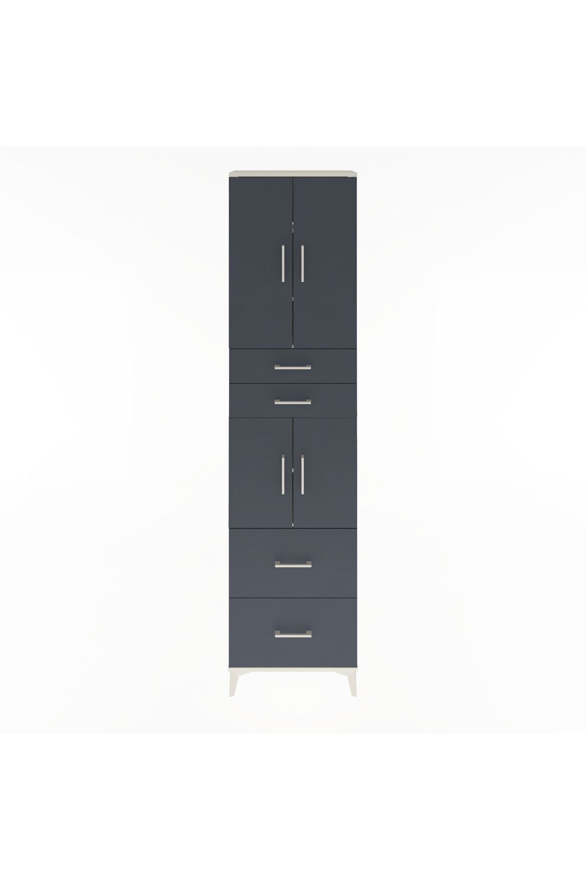 Arges Dolap 5 Raflı 4 Çekmeceli 4 Kapaklı 60x30x243 Aytaşı-Antrasit