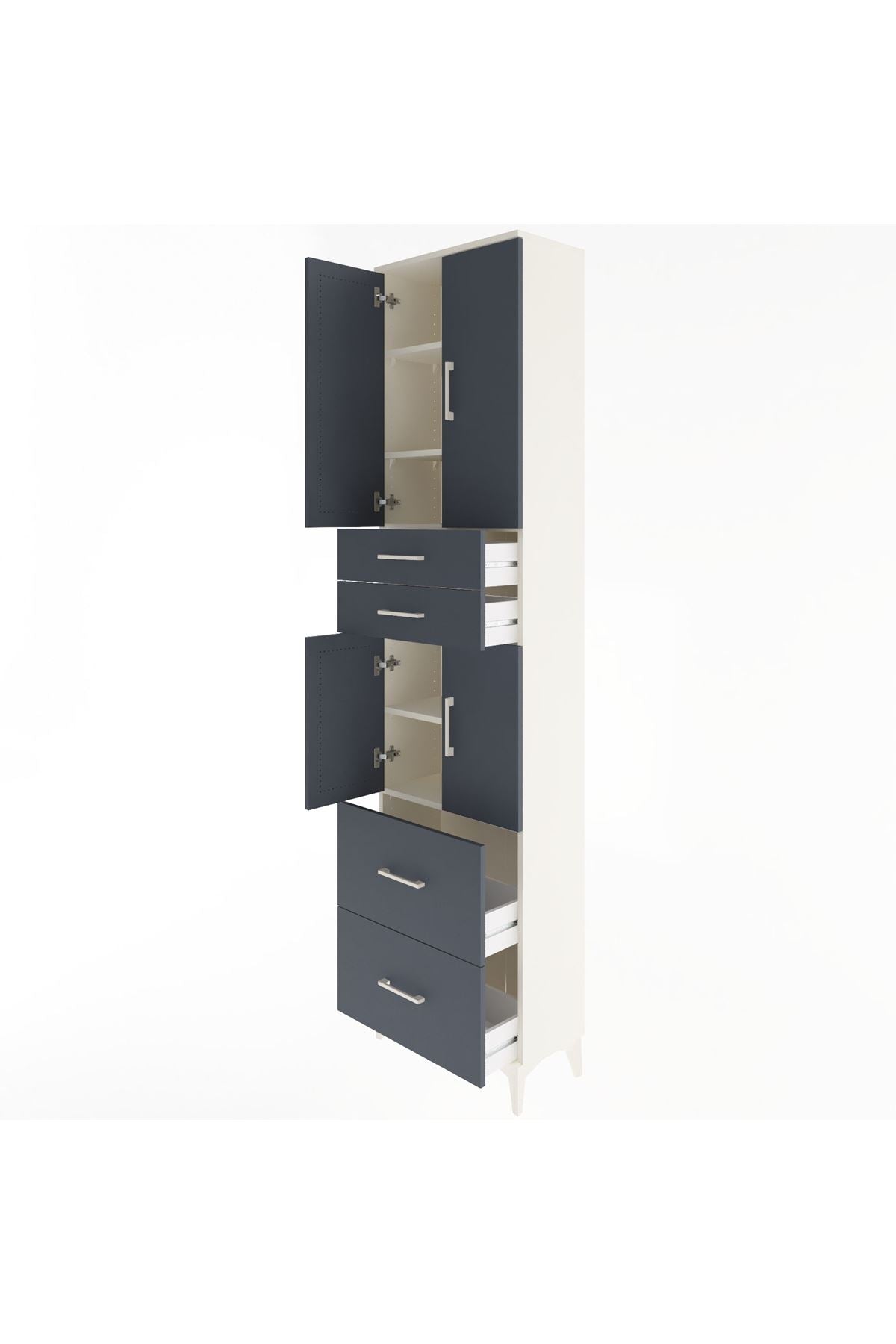 Arges Dolap 5 Raflı 4 Çekmeceli 4 Kapaklı 60x30x243 Aytaşı-Antrasit