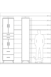 Arges Dolap 5 Raflı 4 Çekmeceli 4 Kapaklı 60x30x243 Aytaşı-Çam