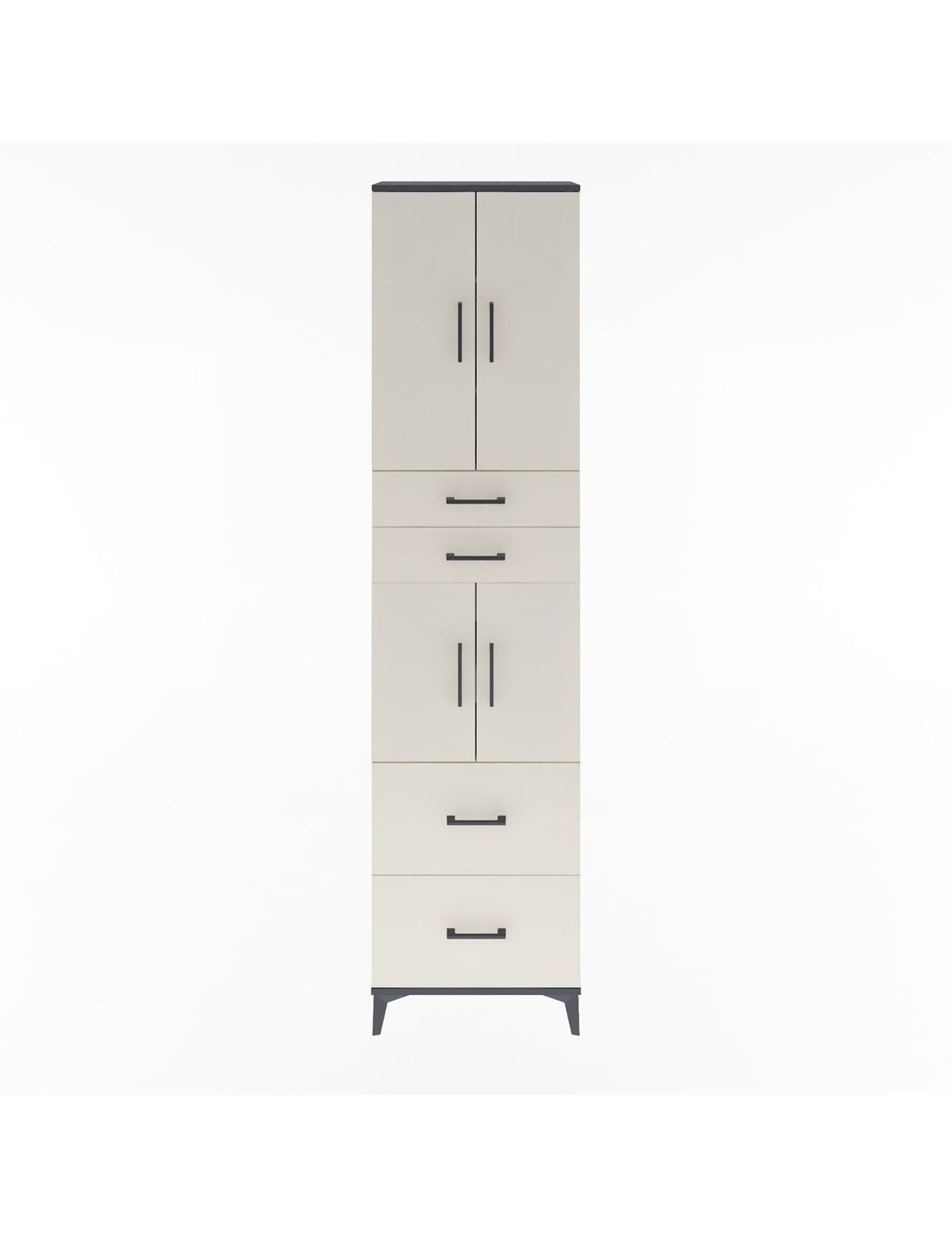 Arges Dolap 5 Raflı 4 Çekmeceli 4 Kapaklı 60x30x243 Antrasit-Aytaşı