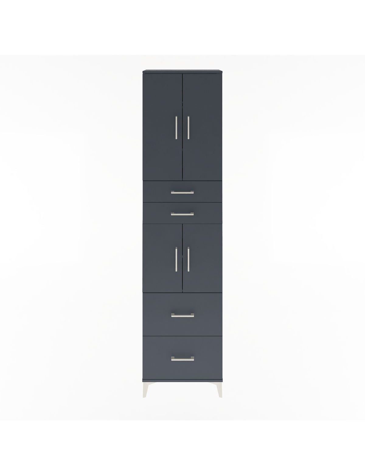Arges Dolap 5 Raflı 4 Çekmeceli 4 Kapaklı 60x30x243 Antrasit-Antrasit