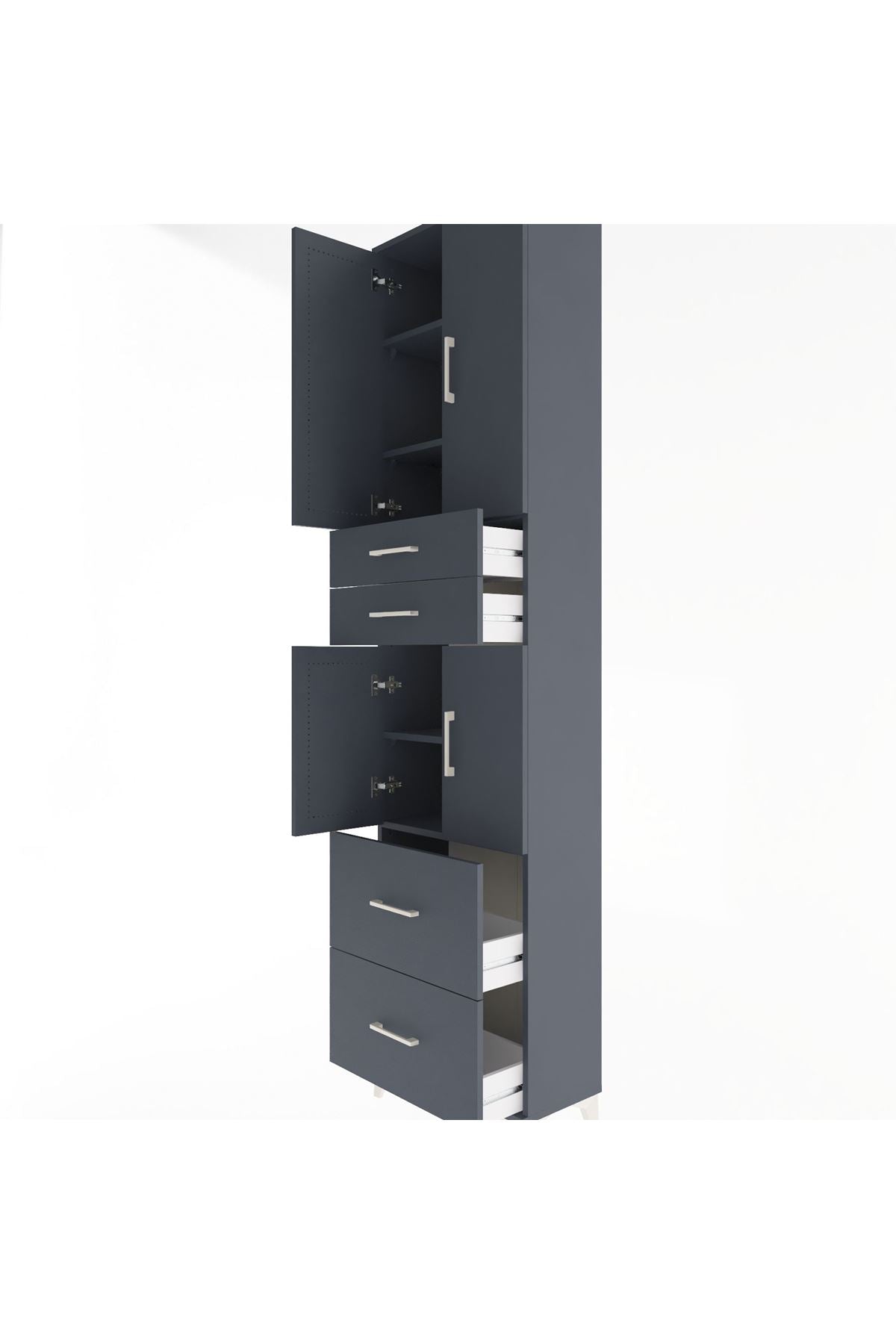 Arges Dolap 5 Raflı 4 Çekmeceli 4 Kapaklı 60x30x243 Antrasit-Antrasit