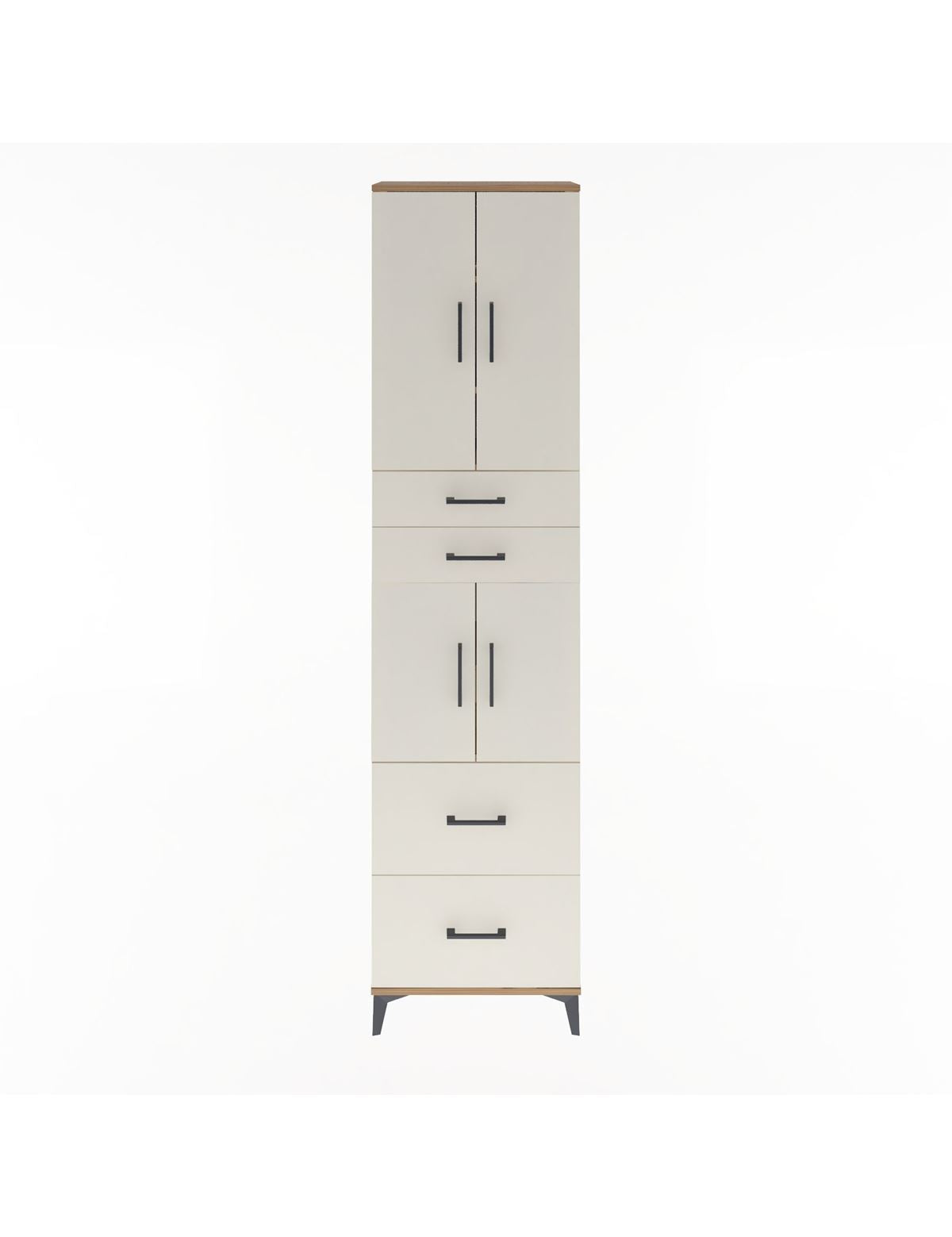 Arges Dolap 5 Raflı 4 Çekmeceli 4 Kapaklı 60x30x243 Çam-Aytaşı