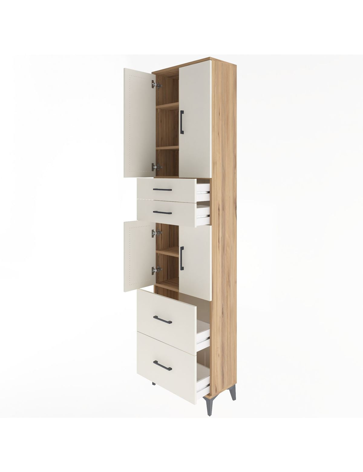 Arges Dolap 5 Raflı 4 Çekmeceli 4 Kapaklı 60x30x243 - S32M059V7A