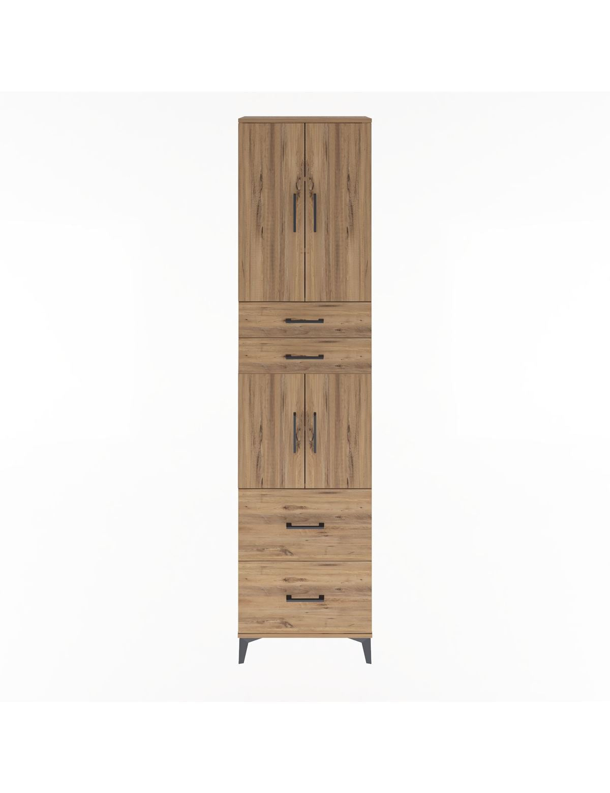 Arges Dolap 5 Raflı 4 Çekmeceli 4 Kapaklı 60x30x243 Çam-Çam