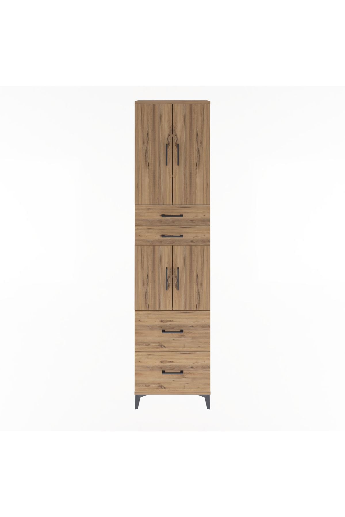 Arges Dolap 5 Raflı 4 Çekmeceli 4 Kapaklı 60x30x243 Çam-Çam