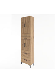 Arges Dolap 5 Raflı 4 Çekmeceli 4 Kapaklı 60x30x243 Çam-Çam
